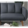 DOMETOUR Elegant Modern Sofa Blue Grey Color Polyfiber 1pc Sofa Convertible Bed Wooden Legs Living Room Lounge Guest Furniture - 4 of 4