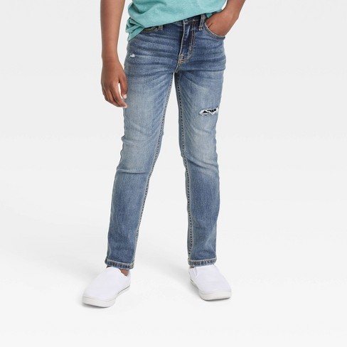 Boys' Super-stretch Slim Jeans - Cat & Jack™ Medium Wash 10 Husky : Target