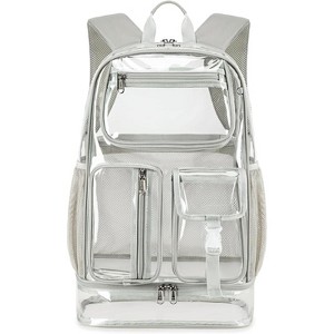 Heavy Duty Clear Backpack, TPU Stadium Bookbag for Sports Events & Travel, Large Capacity Grey See-Through Bag - 1 of 4