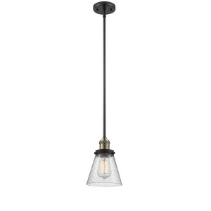 Cone - 1 Light Stem Hung Mini Pendant In Industrial Style-8 Inches Tall and 6 Inches Wide - 1 of 1