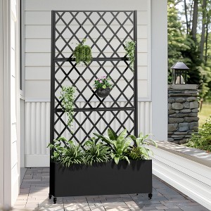 PexFix 72 in. H x 35 in. W Black Metal Rectangle Wall Planter Box with Trellis for Climbing Plants - 1 of 4