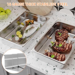 6 Pack Full Size Stainless Steel Hotel Pans, 2.5 Inch Deep Steam Table Food Storage Containers Tray Set 20.9"l x 12.8"w - 1 of 4