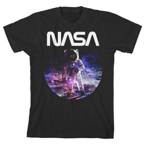 NASA Astronaut in Space Black T-shirt Toddler Boy to Youth Boy - 1 of 3