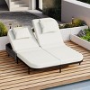 2-Person Outdoor Daybed, Patio Chaise Lounges with 5-Position Adjustable Backrest, Chaise Lounge with Iron Frame and Foam Cushions–Cuddlewood - 2 of 4