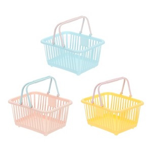 Unique Bargains Plastic Grocery Shopping Toy Organizing Mini Decorative Baskets 6.3" x 3.5" x 5.1" 3 Pcs - 1 of 4