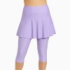 Calypsa Women's Plus Size Chlorine Resistant High Waisted Flared Swim Skort With Attached Capri Leggings - 2 of 4
