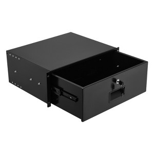 VEVOR 4U Rack Mount Drawer, 50 lbs Max Load-Bearing, Lockable Server Cabinet Case, Sliding Drawer with Lock and Cable Management Holes, Black - 1 of 4