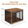 Aukfa 27" Wooden Dog Crate Furniture with Cushion – Heavy Duty Dual-Door Kennel for Small/Medium Dogs, Convertible Side Table & Nightstand - 2 of 4