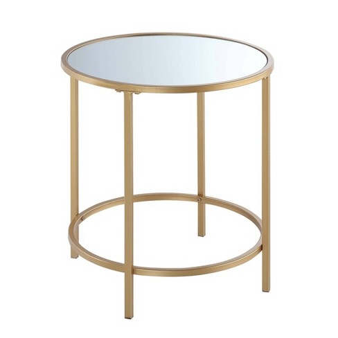 Gold Coast Deluxe Mirrored Round End, Gold Mirrored Round Side Table