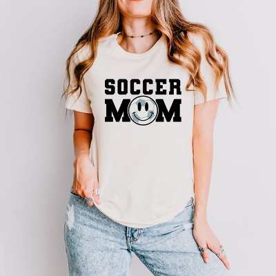 Simply Sage Market Soccer Mom Smiley Face Short Sleeve Tee - L - Cream