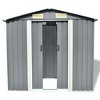 vidaXL Garden Shed Gray Galvanized Steel Large Garden Shed Rectangular - 2 of 4