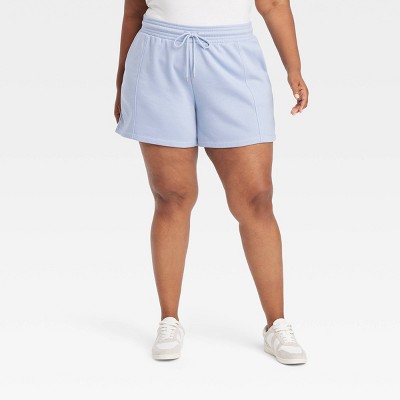 Women's High-Rise Fleece Pull-On Shorts - Ava & Viv™ Light Blue 1X