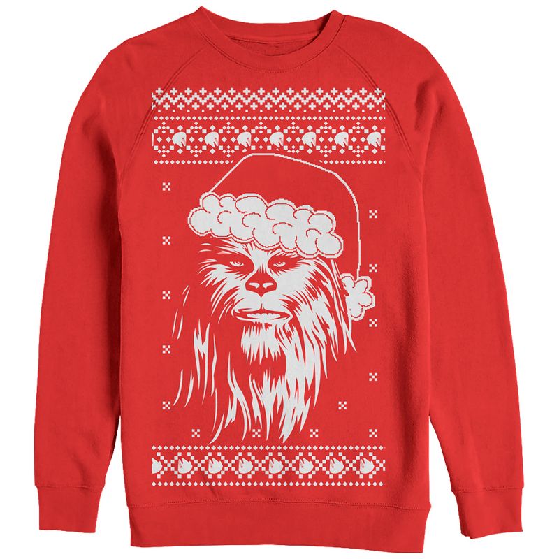 Men's Star Wars Ugly Christmas Chewbacca Santa Sweatshirt, 1 of 4