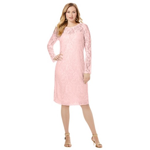 Jessica London Women's Plus Size Lace Shift Dress, 38 - Soft Blush