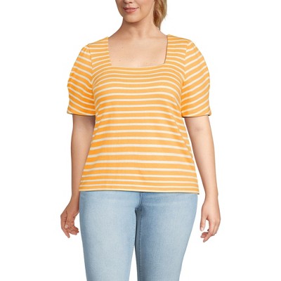 Lands' End Women's Puff Sleeve Mariner Square Neck Top