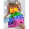 HAPPY BAY Women's Summer Boho Halter Smocked Mini Flowy Beach Dress Tube Top Strapless for Women One Size Multicolored, Multi-Stripe - 3 of 4
