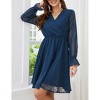 Womens Flutter Sleeve V Neck A Line Chiffon Elastic High Waist Casual Swing Curvy Dress - 3 of 4