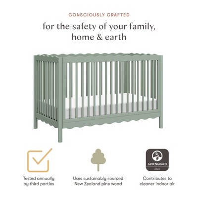 Light Sage Sustainable Pine Wood 4-in-1 Convertible Crib