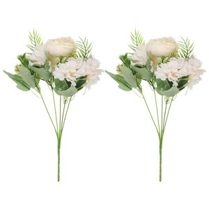 Unique Bargains Home Wedding Decoration Branch Silk Artificial Peony Hydrangea with Stem 2 Pcs - 1 of 4