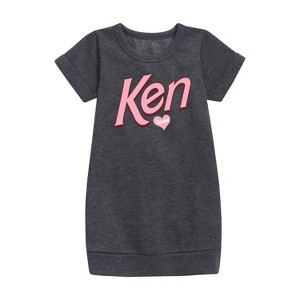 - Barbie - Ken Hearts Barbie Graphic Short Sleeve Fleece Dress - 1 of 2