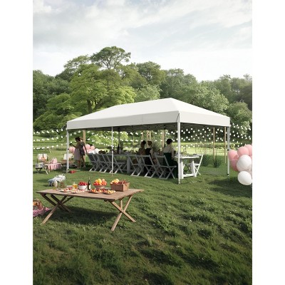10x20 FT Pop Up Canopy Tent, Commercial Instant Canopy with 210D Oxford Fabric, Heavy Duty Steel Frame, White