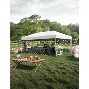 10x20 FT Pop Up Canopy Tent, Commercial Instant Canopy with 210D Oxford Fabric, Heavy Duty Steel Frame, White - 1 of 4