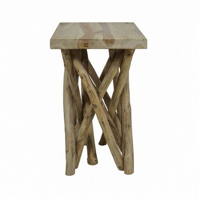 East at Main Rectangular Teakwood Stump End Table