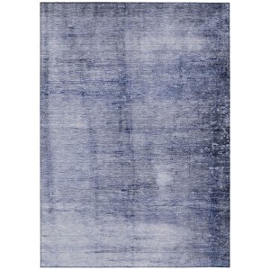 Navy Blue And Sky Blue Abstract Washable Indoor Outdoor Area Rug - 1 of 4