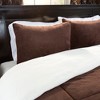 Full/Queen Comforter Set – 3-Piece Fleece Bedspread with Pillow Shams – Warm, Cozy, Machine-Washable Bedding by Lavish Home (Chocolate) - 4 of 4