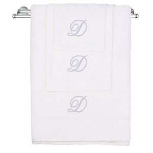 BC BARE COTTON Monogrammed Towel Set, Personalized Gift, Set of 3 - White - Silver Script - 1 of 4