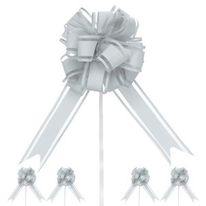 Unique Bargains Plastic Flower Ribbon Glossy Appearance Durable Gift Wrap Bows 10 Count - 1 of 4