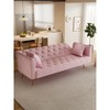 ORRD 71" Convertible Loveseat Sofa Bed, Retro Pink Velvet Adjustable Sleeper for Small Spaces, Apartment Living Room & Bedroom（Grey） - 3 of 4