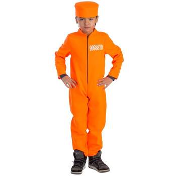Dress Up America Orange Prisoner Jumpsuit Costume For Kids - Large