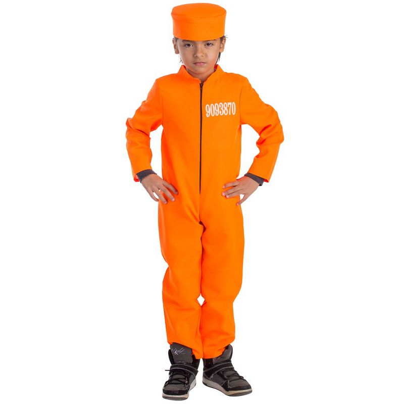 Dress Up America Orange Prisoner Jumpsuit Costume For Kids, 1 of 2