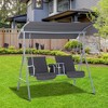 2-Person Outdoor Porch Swing Chair with Adjustable Canopy, Pivot Storage Table & Cup Holders - 2 of 4