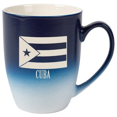 Elanze Designs Cuba Cuban Flag 12 Ounce Ceramic Laser-Etched Engraved Drinkware Mug, Blue and White Ombre