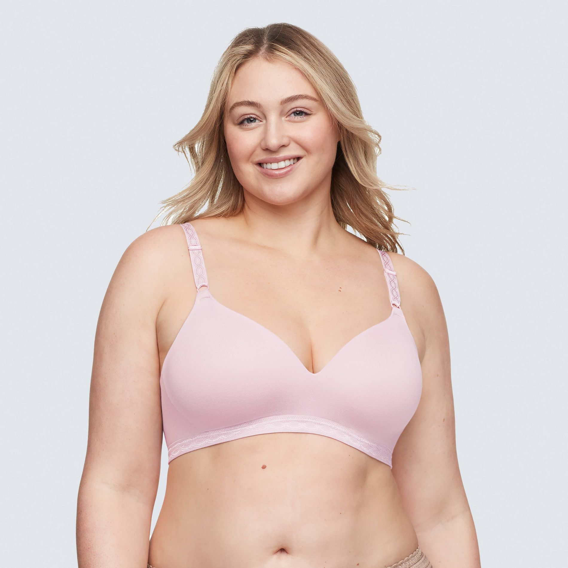 Simply Perfect by Warner's Women's Supersoft Wirefree Bra - Pale Pink 38D: Medium Support, Padded, Adjustable Straps