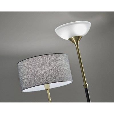 Bergen 59" Antique Brass & Black Mid-Century Modern Floor Lamp