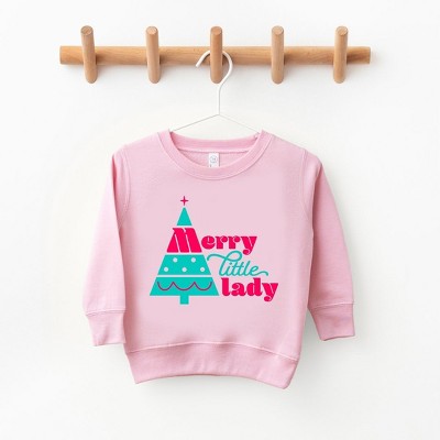 The Juniper Shop Merry Little Lady Toddler Graphic Sweatshirt - 5/6 - Pink