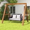 Costway Patio Rattan Porch Swing 2-Person Hanging Chair Cushioned Loveseat for Backyard - 3 of 4