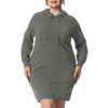 Agnes Orinda Women's Plus Size Fall Rib Knit Pullover Sweater Fashion  Long Sleeve Hooded Bodycon Dress - 2 of 4