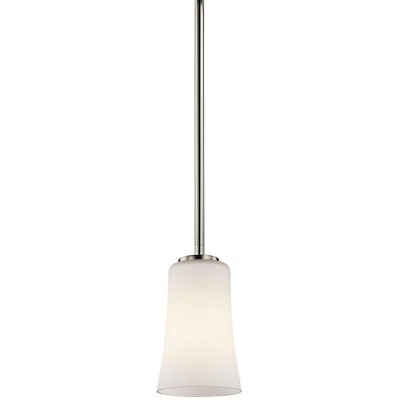 Armida 8" 1 Light Mini Pendant with Satin Etched White Glass in Brushed Nickel