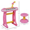 Angel Sar Pink Kids Piano Keyboard Set, 31-Key Toddler Electronic Keyboard with Microphone, Stool & Lights, Musical Toy for Ages 3-6 - 3 of 4