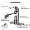 PAGED Bathroom Faucets Waterfall Spout Faucet Single Hole Sink Faucet with Pop Up Drain, Faucet for Bathroom Sink, Brushed Nickel - 2 of 4