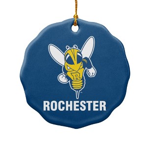 University of Rochester Primary Logo Porcelain Scalloped Holiday Christmas Tree Ornament - 1 of 4