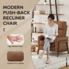 Push Back Recliner Chair, Adjustable Leather Wingback with Footrest, 118-150°, for Living Room, Bedroom, Small Spaces – Cocoa - 4 of 4