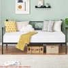 Bedroom Sofa Bed w/ Trundle, Twin Size Metal Daybed w/ Floral Headboard, Heavy Duty Metal Slats Support Multifunctional Bed - 3 of 4