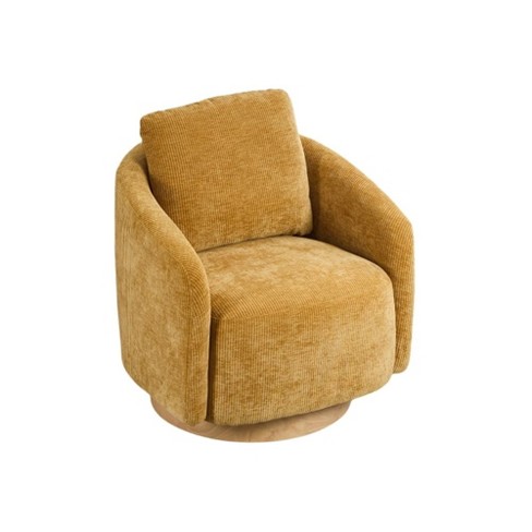 Swivel Barrel Chair, Modern Round Accent Armchairs with Back Pillow, Upholstered Comfy 360 Degree Swivel Club Chair - image 1 of 4