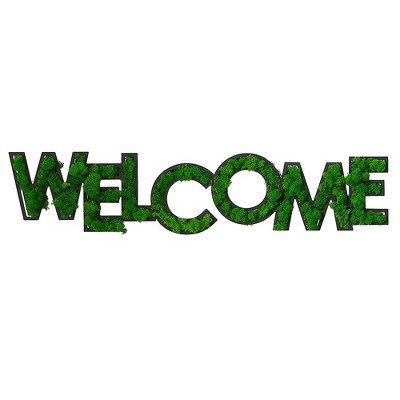 Sevobal Wall Art Welcome Letter Moss Decor Blending Charm And Natural Freshness Elegantly For Stylish Entrywa, Green, 44.8"*13.5"*4.6"
