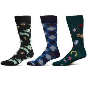 MeMoi Men's 3 Pair Pack Novelty Hobbies Crew Socks - 1 of 3